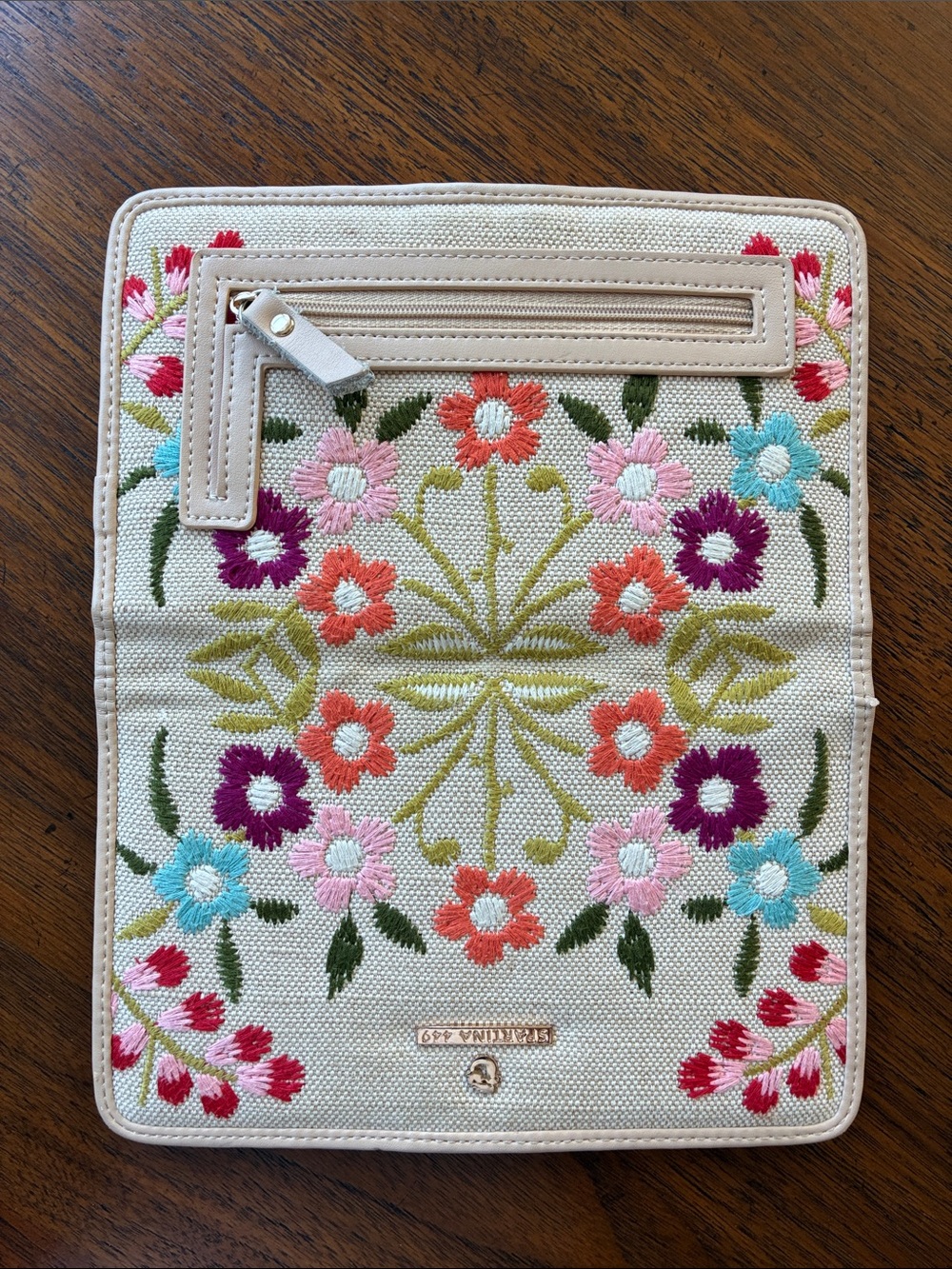 Spartina 449 Embroidered Floral Linen Snap Wallet - Picture 3 of 16